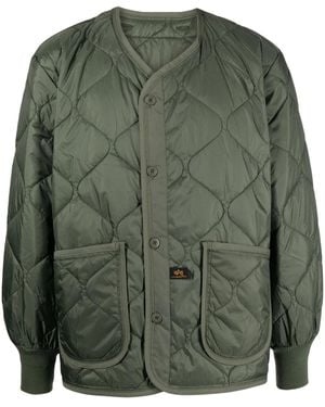 Alpha Industries Logo-Patch Quilted Jacket - Green