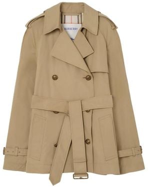 Burberry Short Lightweight Cotton Belgravia Trench Coat​ - Natural