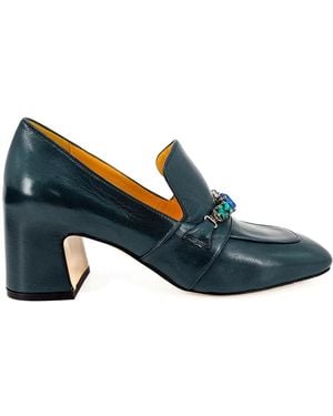 Madison Maison 65Mm Jewelled Leather Court Shoes - Blue