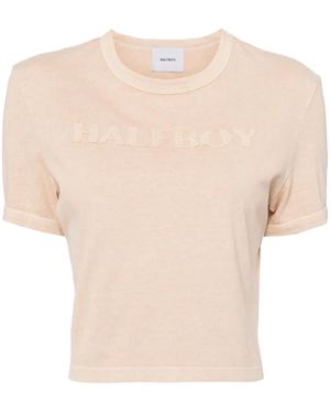 Halfboy Logo-Patch Cotton T-Shirt - Natural