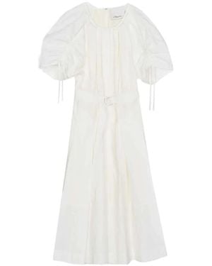 3.1 Phillip Lim Poplin Ruched-Sleeve Midi Dress - White
