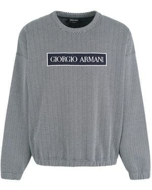 Giorgio Armani Chevron-Jacquard Sweatshirt - Grey
