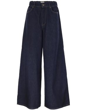 Weekend by Maxmara Elasticated-Waist Wide-Leg Jeans - Blue