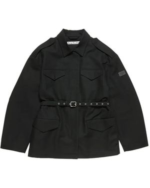 Acne Studios Veste Ceinturée À Poches À Rabat - Black