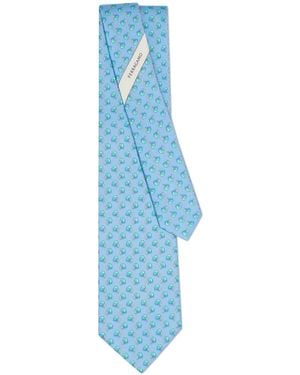 Ferragamo Cravatta Con Stampa Football - Blu