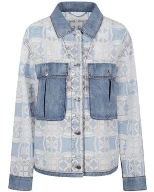 Ermanno Scervino Lace-Panelled Denim Jacket - Blue
