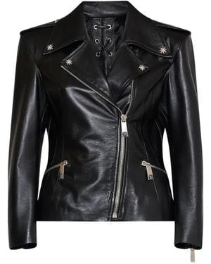 John Richmond Lace-Up Biker Jacket - Black