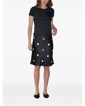 Hai Lucia Polka-Dot Satin Midi Skirt - Black