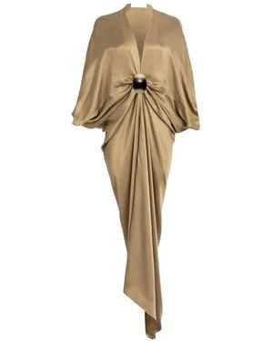 Silvia Tcherassi Fiore Draped Maxi Dress - Natural