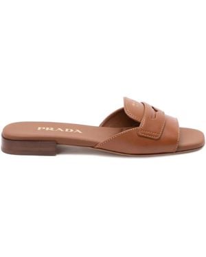 Prada Sandalen mit Logo - Braun