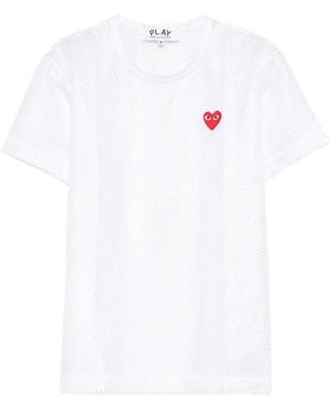 COMME DES GARÇONS PLAY Mesh Logo-Patch T-Shirt - White