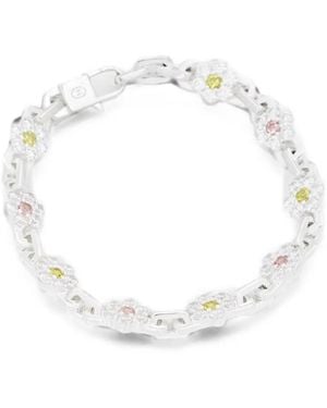 Hatton Labs Floral-Motif Crystal-Embellished Bracelet - White