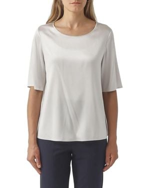 Max Mara Top De Manga Corta Con Acabado Satinado - Gris