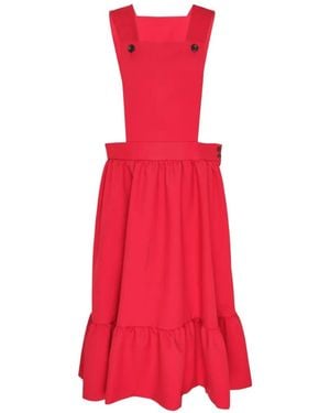 Comme des Garçons Ruffled Pinafore Midi Dress - Red
