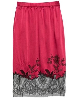 Carine Gilson Calais Caudry Lace-Trim Midi Skirt - Red
