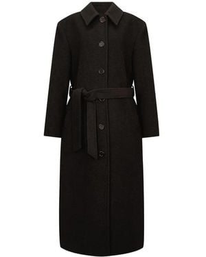 Amomento Cappotto Monopetto Con Cintura - Nero