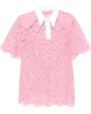 ROWEN ROSE Lace Polo Top - Pink