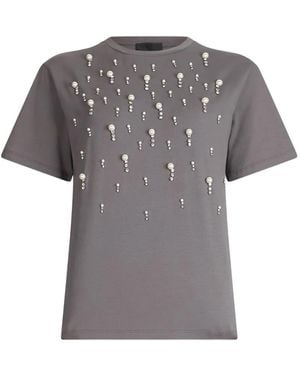 Liu Jo Bead-Embellished Crew-Neck T-Shirt - Grey