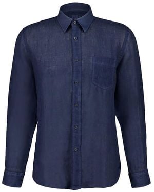 120% Lino Camicia - Blu
