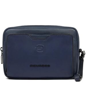 Piquadro Ael Leather Clutch Bag - Blue