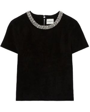 Claudie Pierlot Embellished Short-Sleeve Jumper - Black