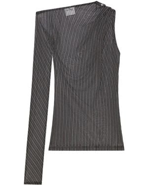 Courreges メッシュ ストライプ トップ - グレー