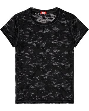 DIESEL T-Shirt Mit Spitzenstickerei - Schwarz