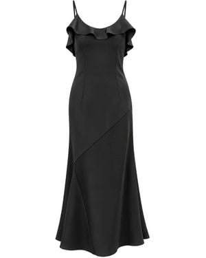 Marella Emme Ruffled Spaghetti-Strap Midi Dress - Black
