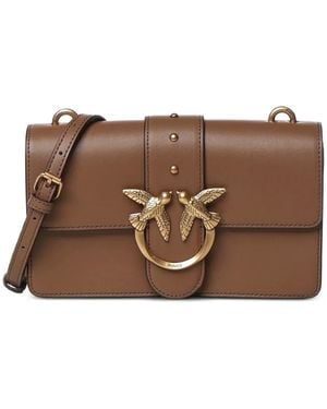 Pinko Small Love Bag One Leather Crossbody Bag - Brown