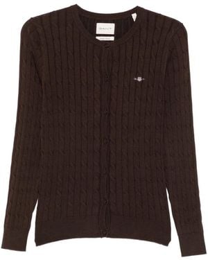 GANT Cable-Knit Cardigan - Brown