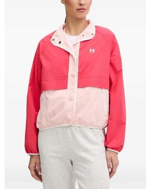 P.E Nation Colour-Block Logo-Print Jacket - Red