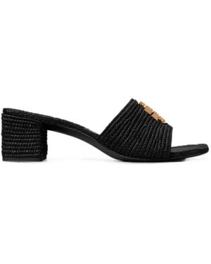 Tory Burch Eleanor Raffia Heeled Sandals - Black