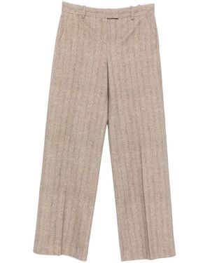 Circolo 1901 Herringbone-Pattern Straight-Leg Pants - White