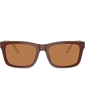 Emporio Armani スクエアフレーム サングラス - ブラウン