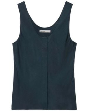 AllSaints Top Milla Con Solapa Oculta Y Sobrehilado - Azul