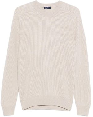 Barba Napoli Ribbed Crew-neck Jumper - White