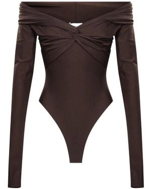 ANDAMANE Kendall Twist-Detail Off-Shoulder Bodysuit - Black