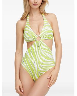 MICHAEL Michael Kors Zebra-Print Cut-Out Swimsuit - Green