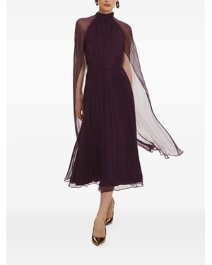 Framboise Robe Mi-Longue En Soie Belona À Col Montant - Purple