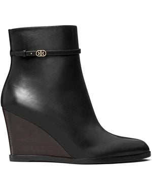 Tory Burch 85Mm Double T Wedge Boots - Black