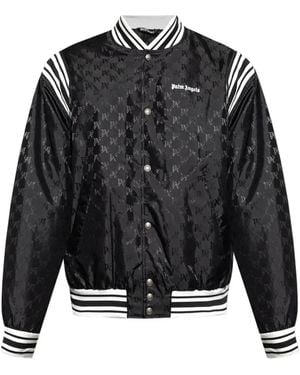 Palm Angels Logo-Pattern Bomber Jacket - Black