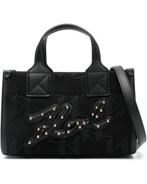 Karl Lagerfeld モノグラム ハンドバッグ - ブラック