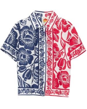 FARM Rio Floral-print Short-sleeve Shirt - Blue