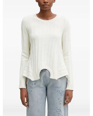 MM6 by Maison Margiela Ribbed Peplum-Hem Jumper - White
