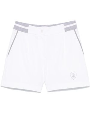 Brunello Cucinelli Logo-Patch Track Shorts - White