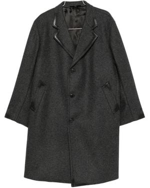 Prada Abrigo Con Botones Y Ribete De Cuero - Negro