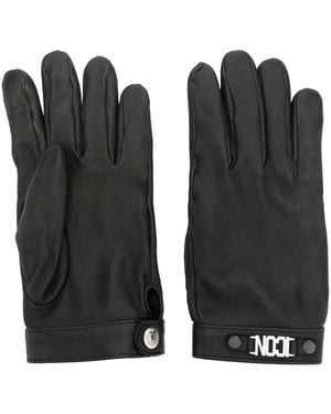 DSquared² Logo-Plaque Leather Gloves - Black