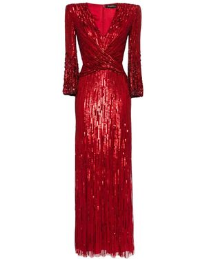 Jenny Packham Cosmos スパンコール ドレス - レッド