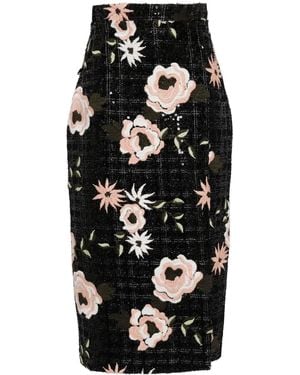 Elie Saab Embroidered Tweed Skirt - Black