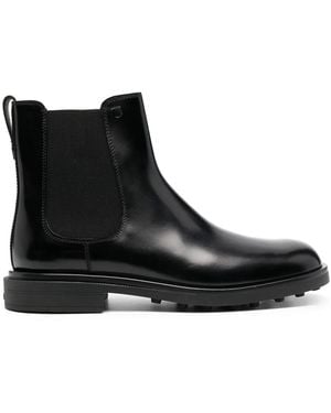 Tod's Elasticated Leather Ankle Boots - Black